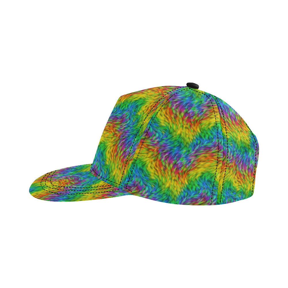 Rainbow Fur Design Print Snapback Cap