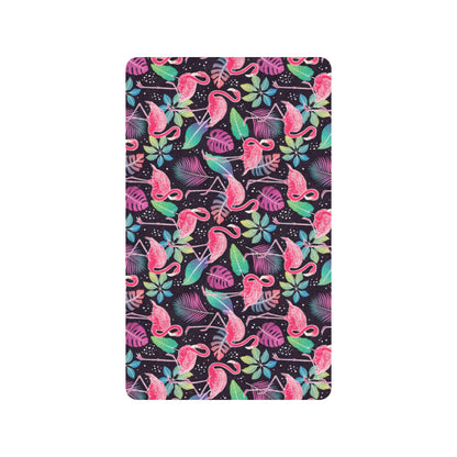 Flamingo Tropical leaves Neon Print Rubber Doormat