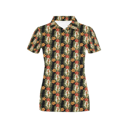 Hawaiian Flower Hula Hibiscus Print Women's Polo Shirt