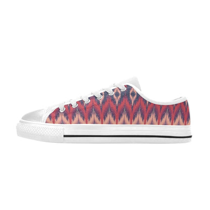 Ikat Print Design LKS401 Women's White Low Top Shoes