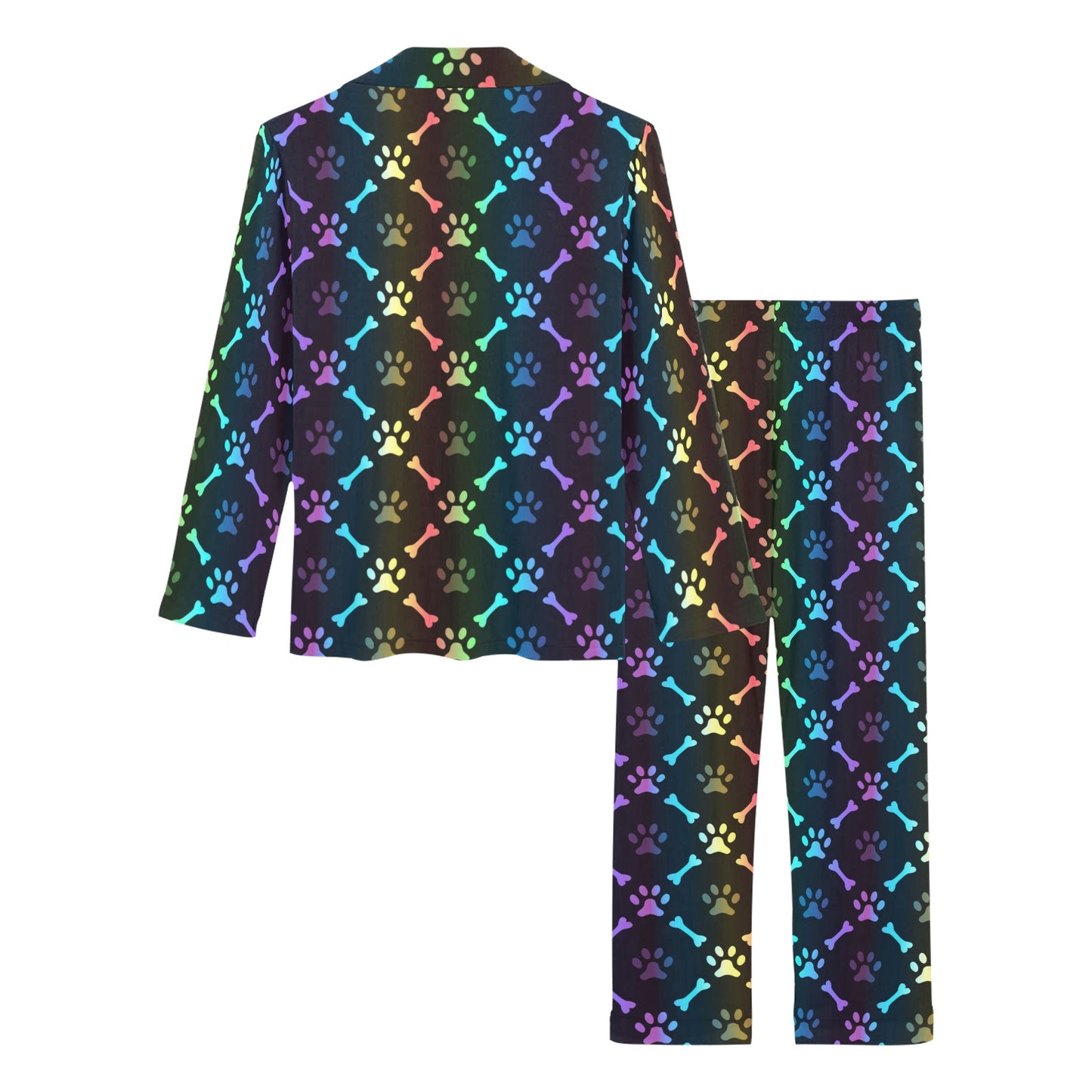 Paw Rainbow Pattern Print Design A01 Women's Long Pajama Set