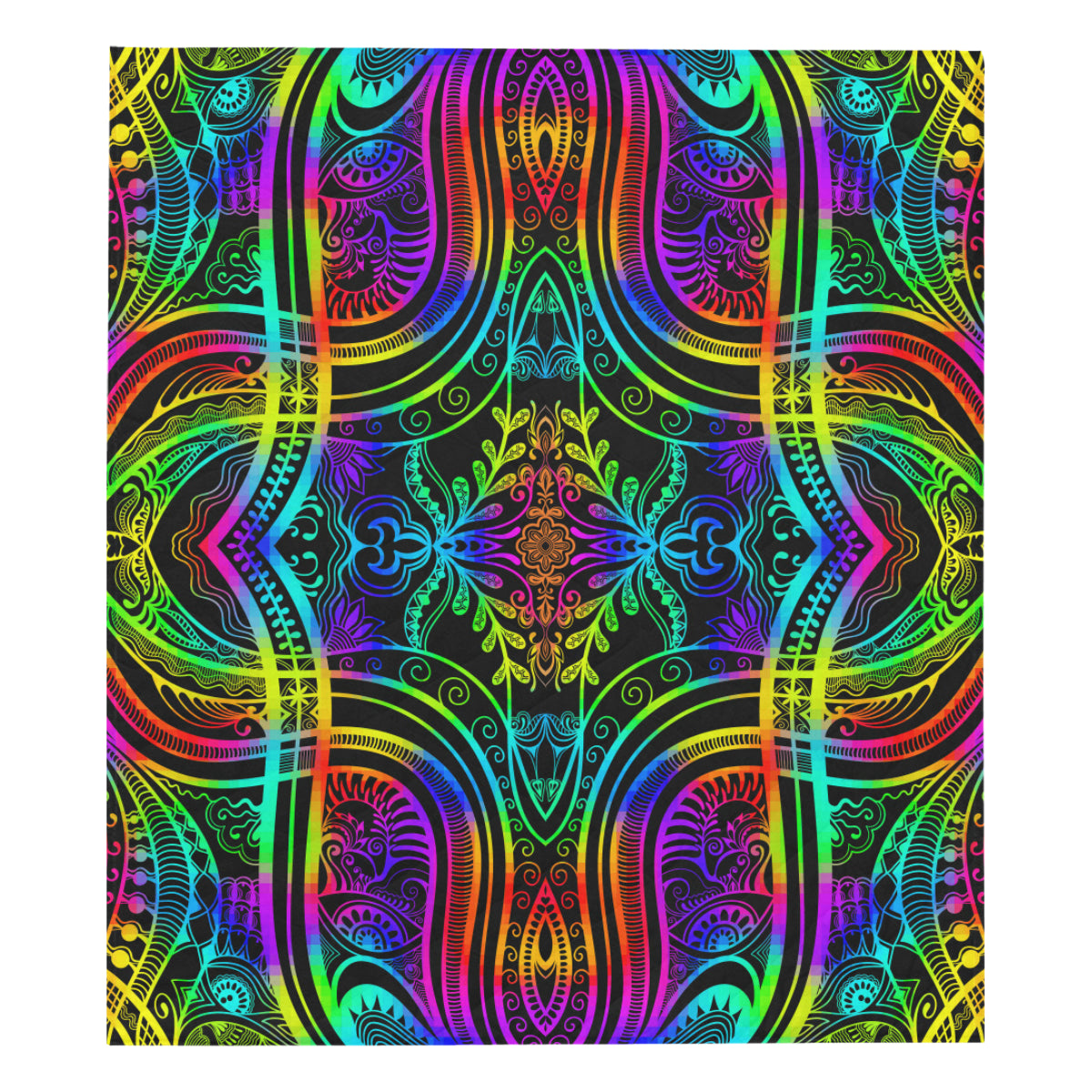 Neon Trible Rainbow Pattern Print Design A01 Premium Quilt
