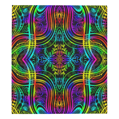 Neon Trible Rainbow Pattern Print Design A01 Premium Quilt