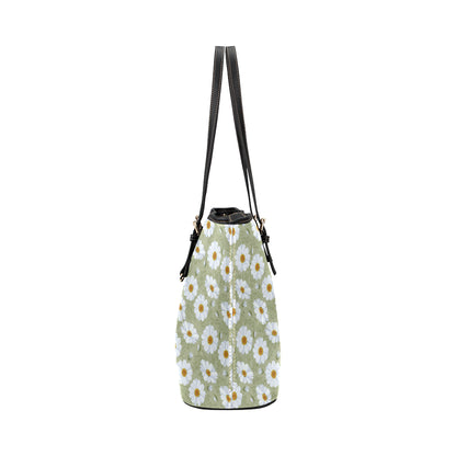 Daisy Yellow Print Pattern Leather Tote Bag
