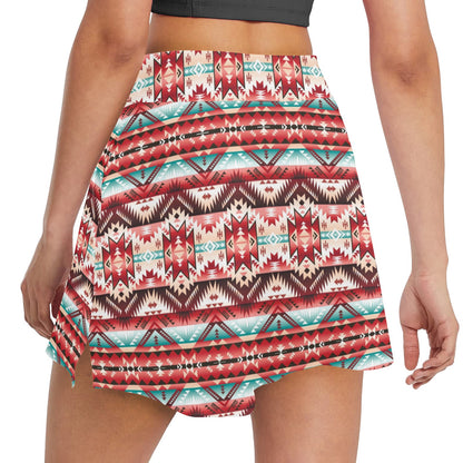Aztec Western Style Print Pattern 17" Golf & Pickleball Skort with Pockets