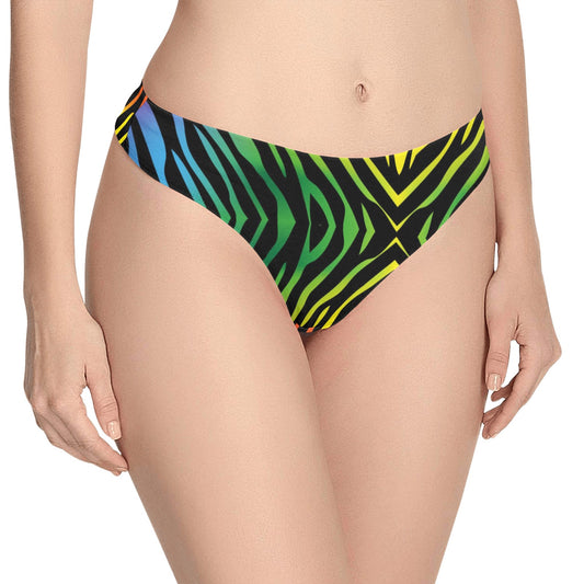 Rainbow Zebra Themed Print Women's Thongs