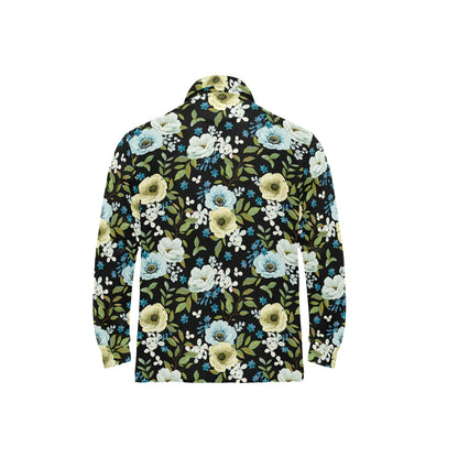 Anemone Pattern Print Design AM03 Long Sleeve Polo Shirt For Men's