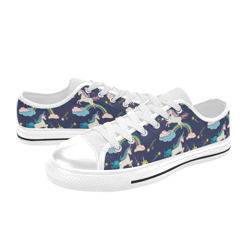 Unicorn Print Design LKS304 Women's White Low Top Shoes