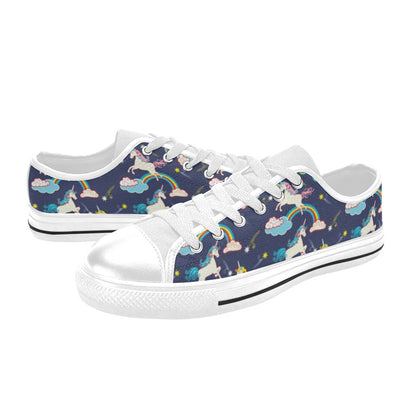Unicorn Print Design LKS304 Women's White Low Top Shoes