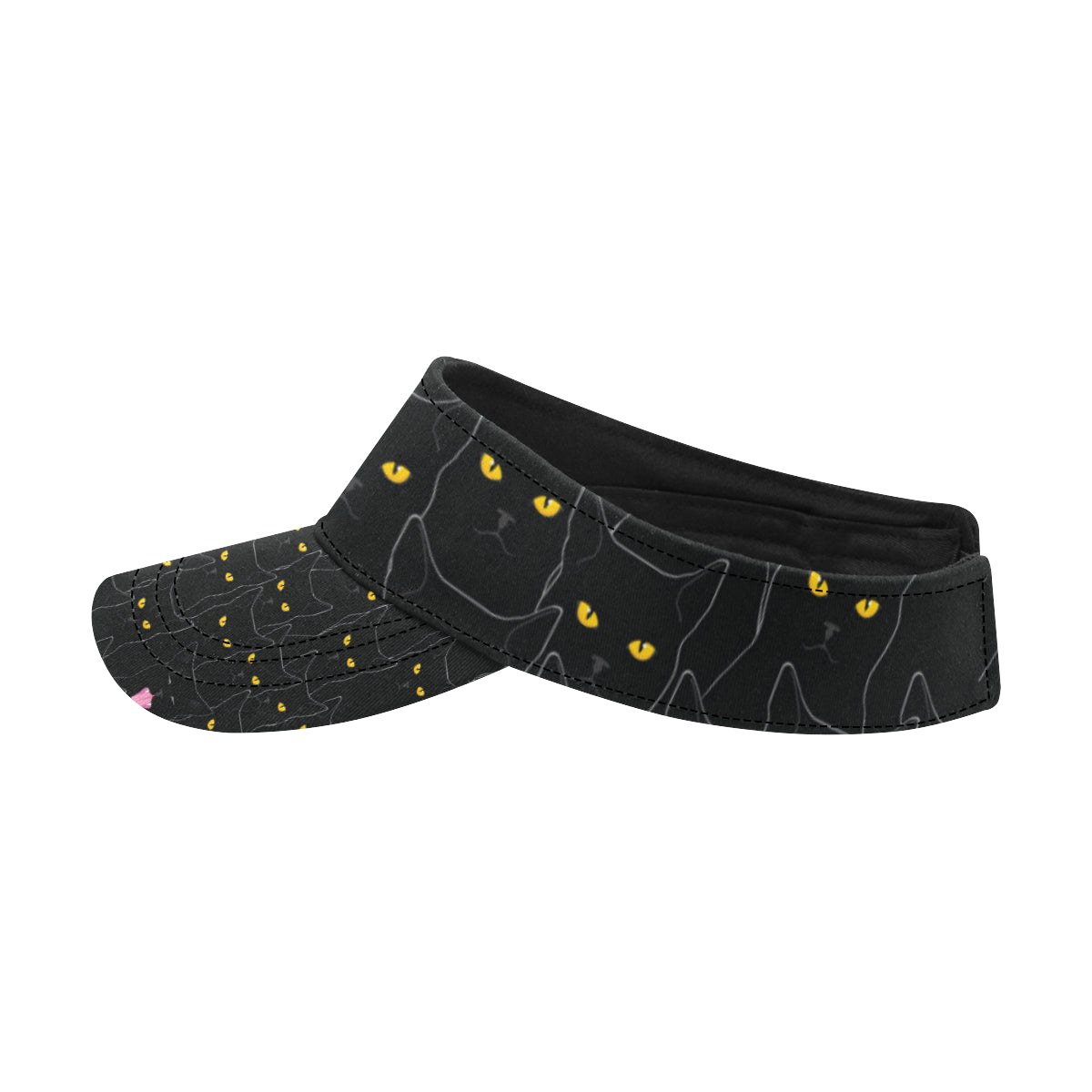 Black Cat Yellow Eyes Print Pattern Unisex Sun Visor