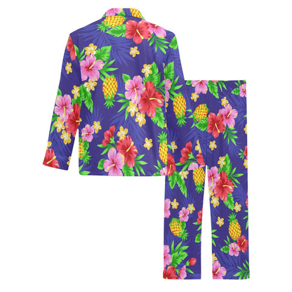 Hawaiian Themed Pattern Print Design H05 Men's Long Pajama Set
