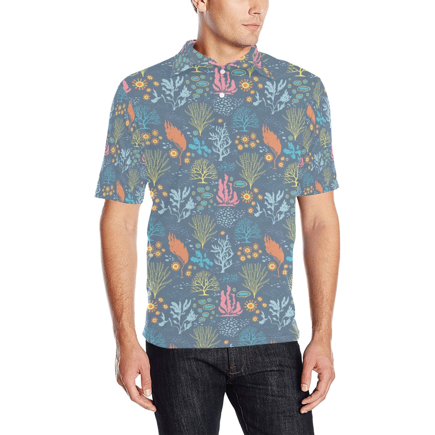 Seaweed Print Design LKS304 Men Polo Shirt