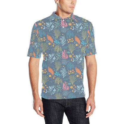 Seaweed Print Design LKS304 Men Polo Shirt