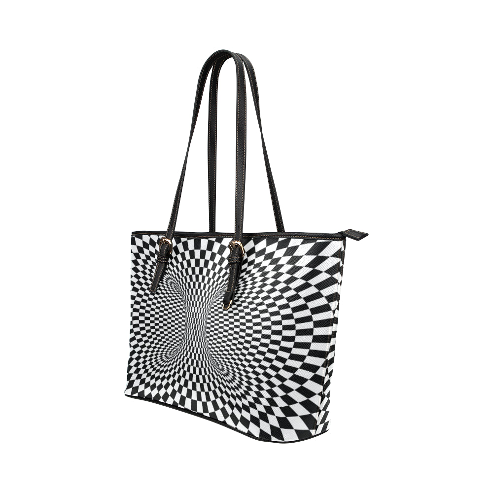 Optical illusion Projection Torus Leather Tote Bag