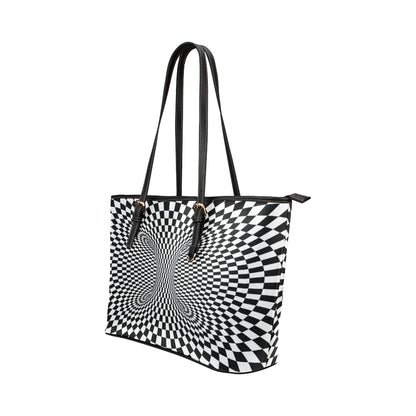 Optical illusion Projection Torus Leather Tote Bag