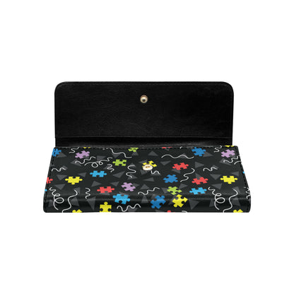 Autism Awareness Pattern Print Design 01 Women's Trifold Wallet