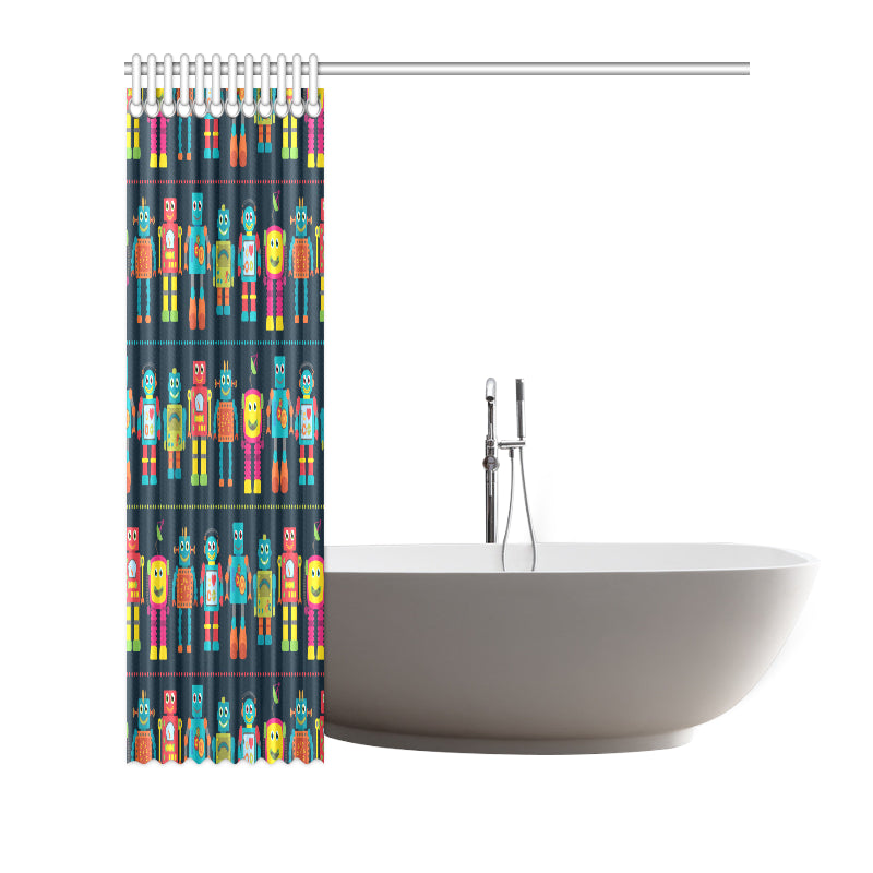 Robot Pattern Print Design A01 Shower Curtain