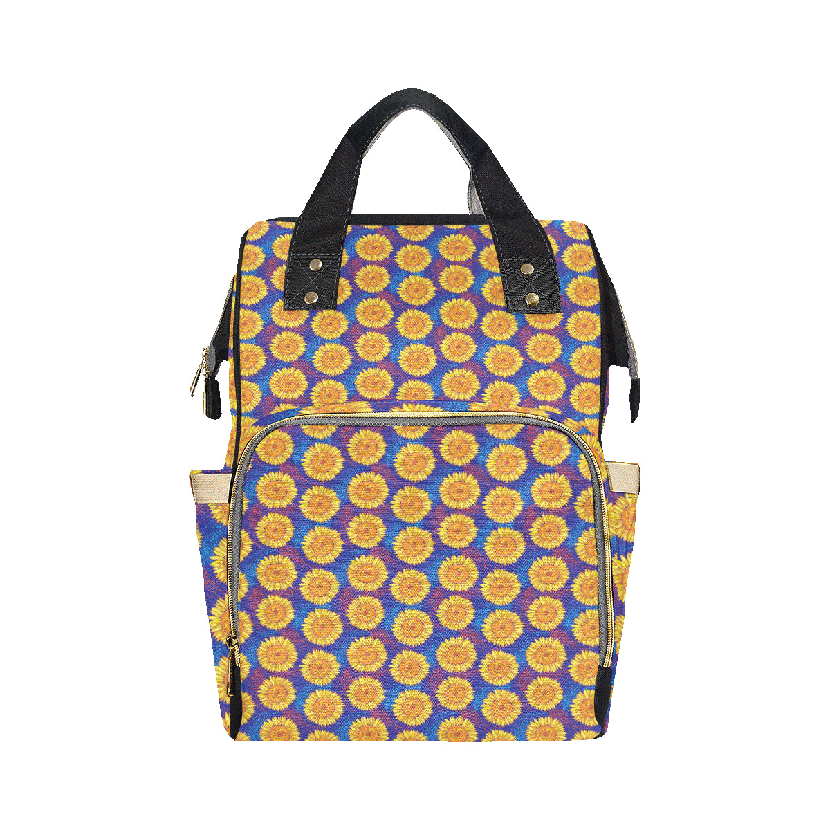 Sunflower Hand Drawn Style Print Diaper Bag Backpack
