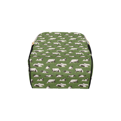 Cow on Grass Print Pattern Diaper Bag Backpack