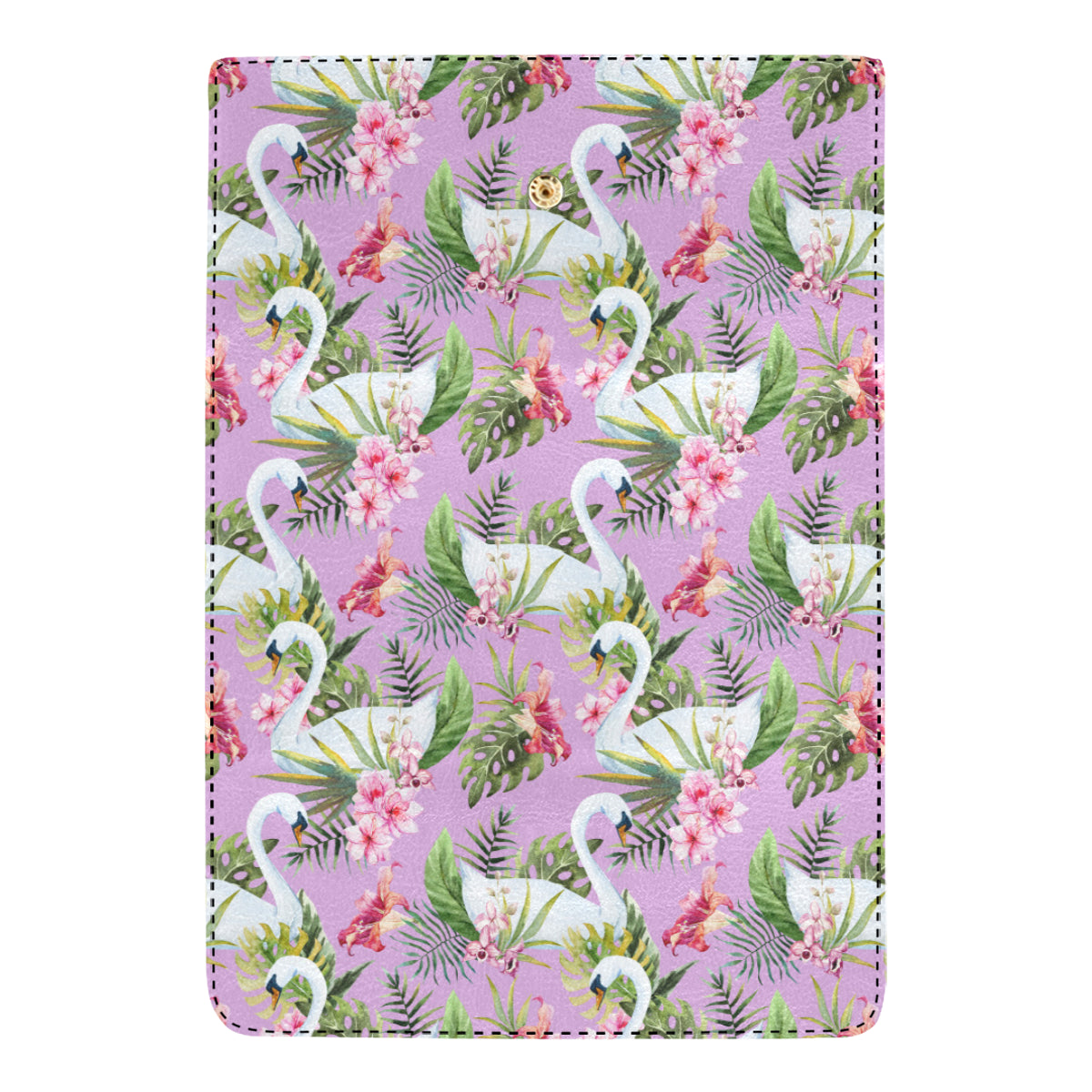 Swan with Flower Pattern Print Design 01 Women's Trifold Wallet