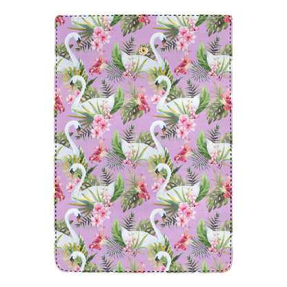 Swan with Flower Pattern Print Design 01 Women's Trifold Wallet