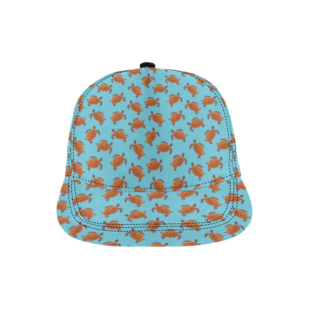 Brow Sea Turtle Print Pattern Snapback Cap