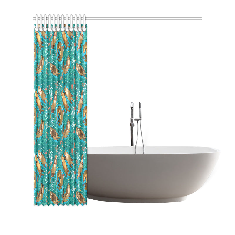Sea Otter Pattern Print Design 01 Shower Curtain