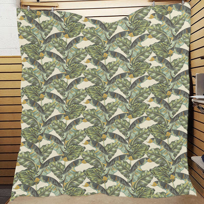Banana Leaf Pattern Print Design 04 Premium Quilt