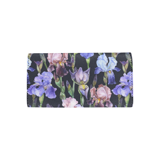 Iris Pattern Print Design IR04 Women's Trifold Wallet