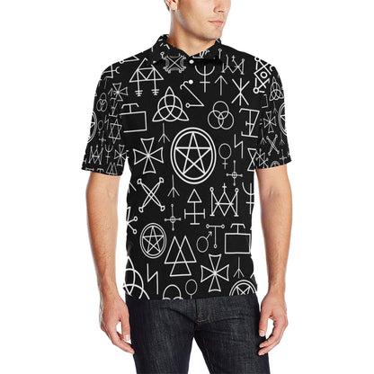 Pentagram Pattern Print Design A02 Men Polo Shirt