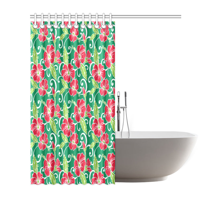 Red Hibiscus Pattern Print Design HB019 Shower Curtain