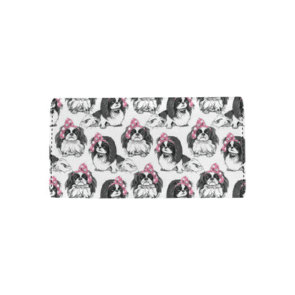 Japanese Chin Pattern Print Design 01 Women's Trifold Wallet