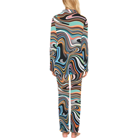 Liquid Pattern Print Design 02 Women's Long Pajama Set