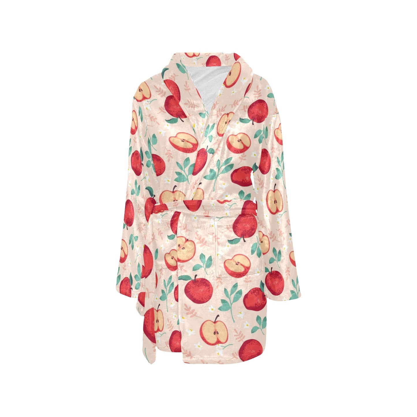 Apple Pattern Print Design AP06 Women's Fleece Robe