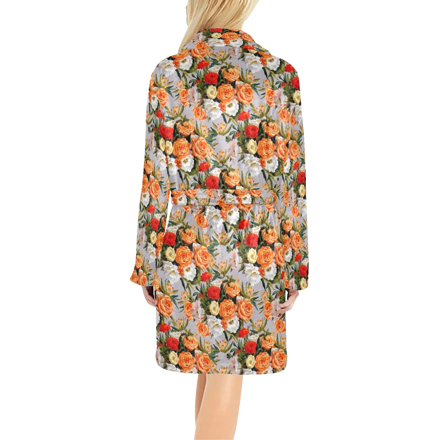 Lisianthus Pattern Print Design LT04 Women's Fleece Robe