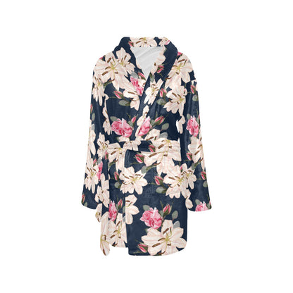 Lily Pattern Print Design LY04 Women's Fleece Robe