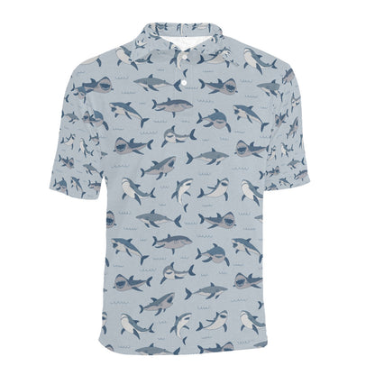 Shark Print Design LKS304 Men Polo Shirt