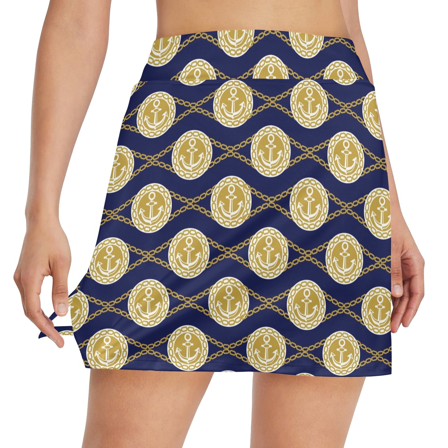 Anchor Luxury Pattern 17" Golf & Pickleball Skort with Pockets
