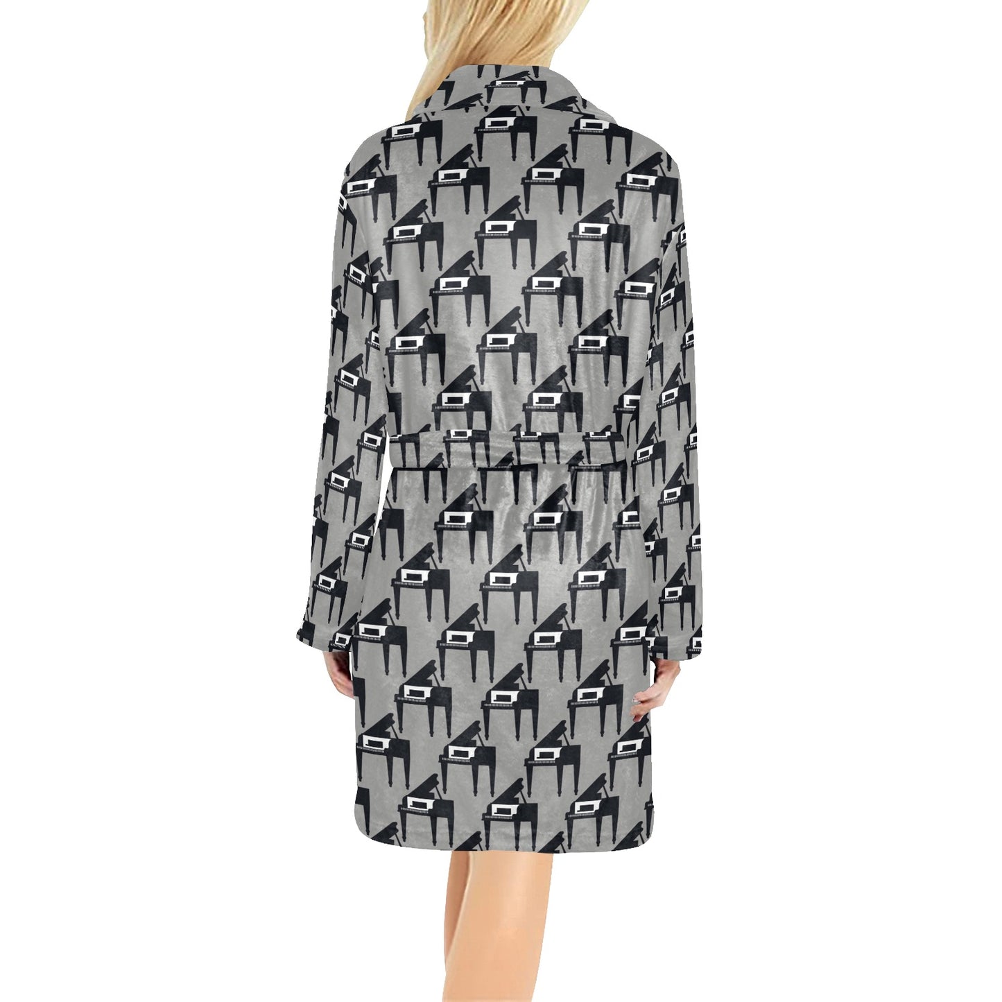 Piano Print Design LKS404 Women's Fleece Robe