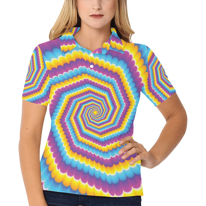 Optical illusion Pattern Print Design A04 Women's Polo Shirt