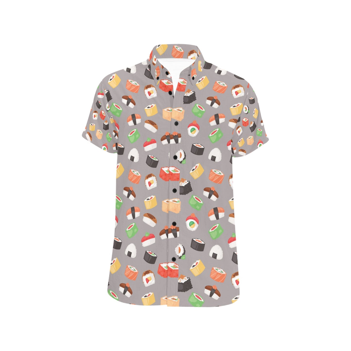 Sushi Print Design LKS307 Men Short Sleeve Button Up Shirt