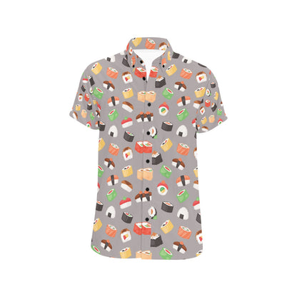 Sushi Print Design LKS307 Men Short Sleeve Button Up Shirt