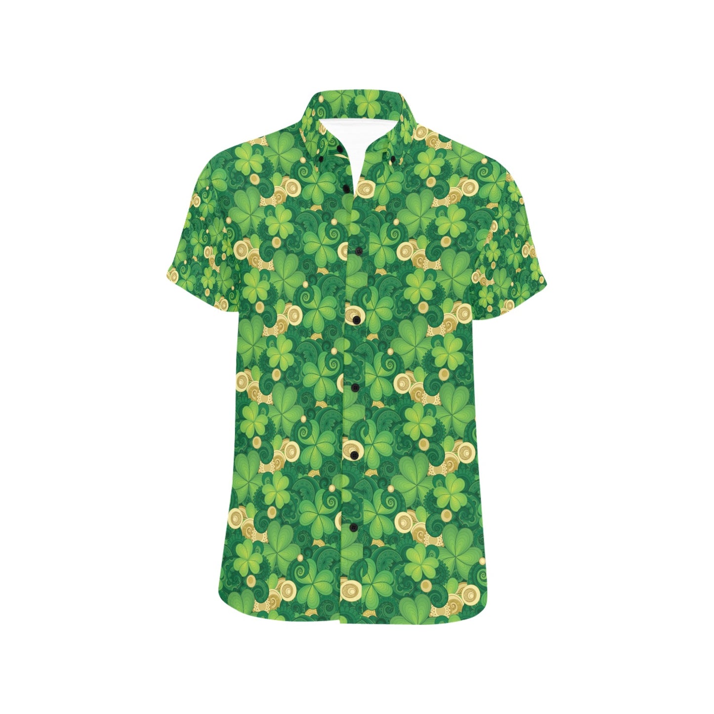 Shamrock Print Design LKS301 Men Short Sleeve Button Up Shirt