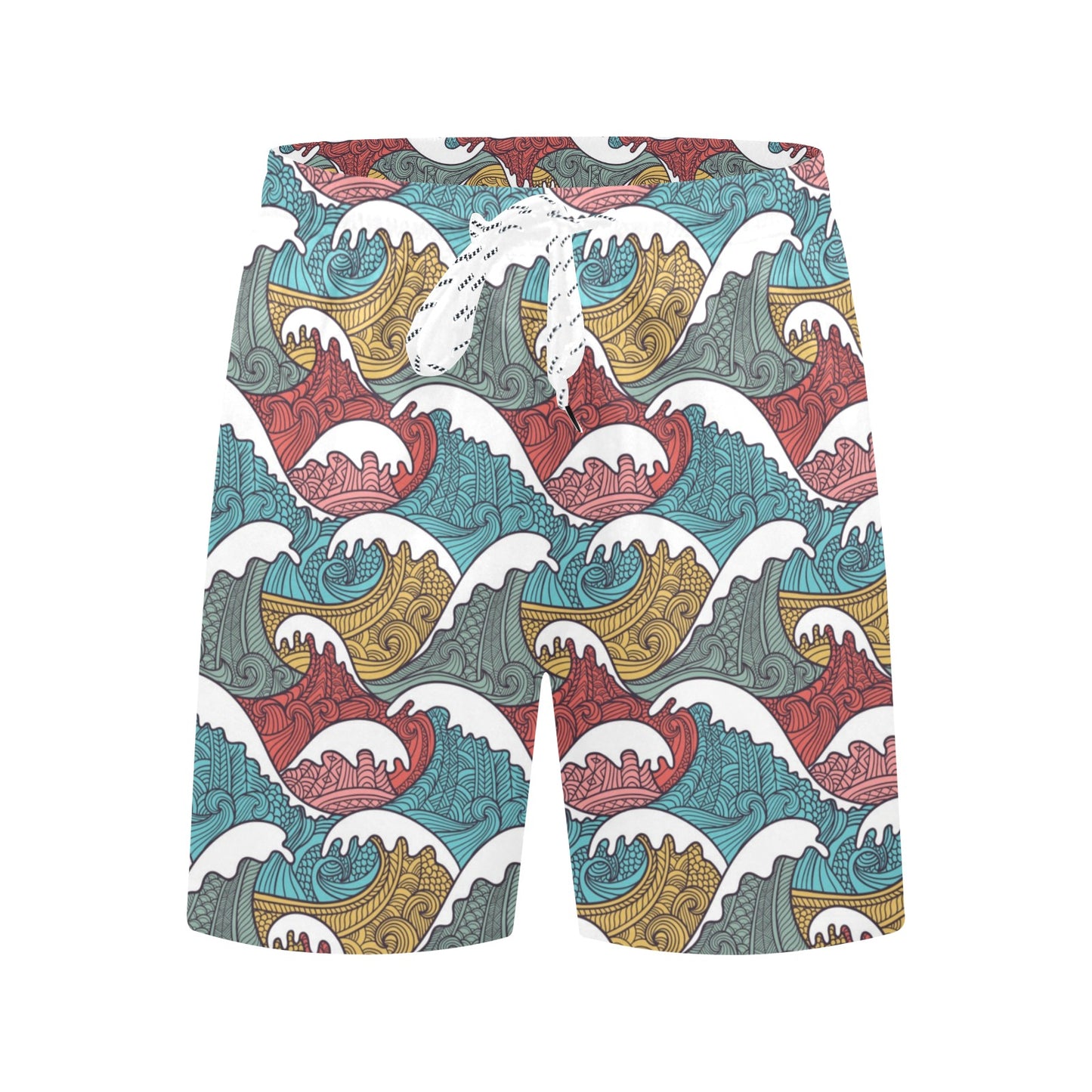 Tribal Wave Pattern Print Men's Swim Trunks Beach Shorts