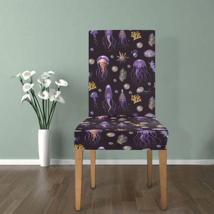 Seaweed With Jelly Fish Print Design LKS305 Dining Chair Slipcover
