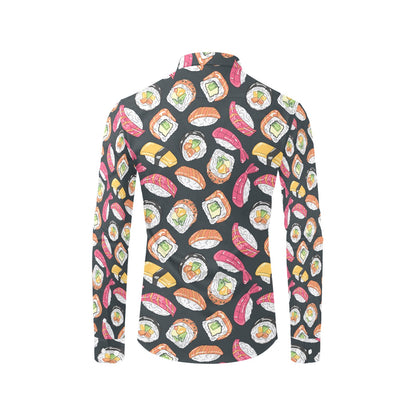 Sushi Print Design LKS306 Men's Long Sleeve Dress Shirt