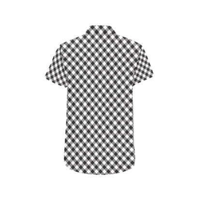 Gingham Print Design LKS402 Men Short Sleeve Button Up Shirt