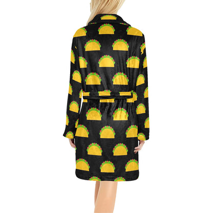 Taco Pattern Print Design TC06 Women's Fleece Robe