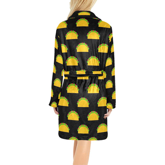 Taco Pattern Print Design TC06 Women's Fleece Robe