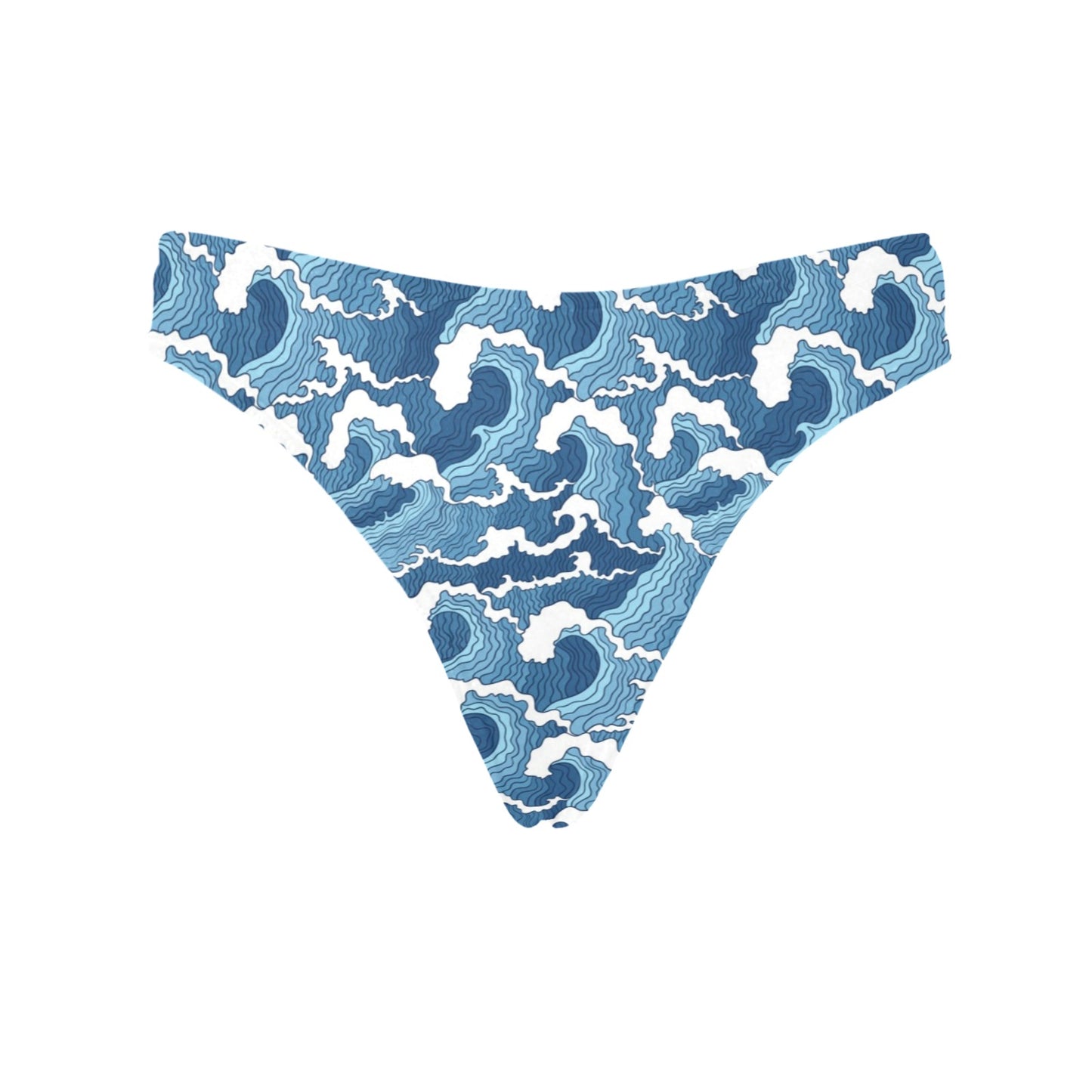 Wave Themed Pattern Print Women's Thongs